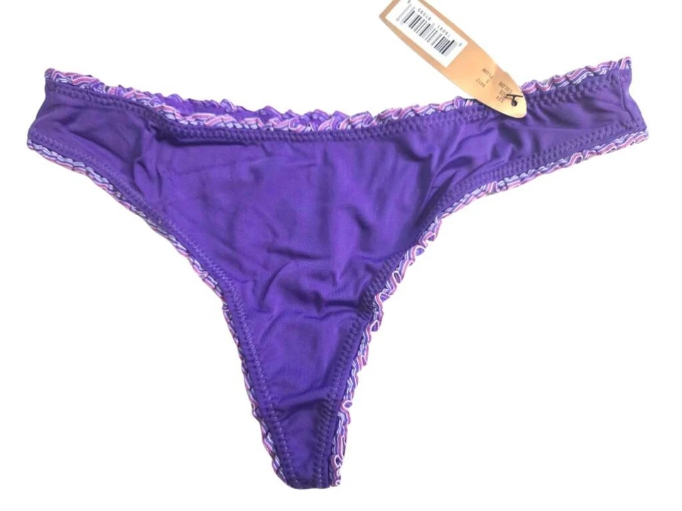 X044 Donna L'oren NEW Plum Pleat Opening Silky Sleek Microfiber G-String Thong S - Image 2 of 4