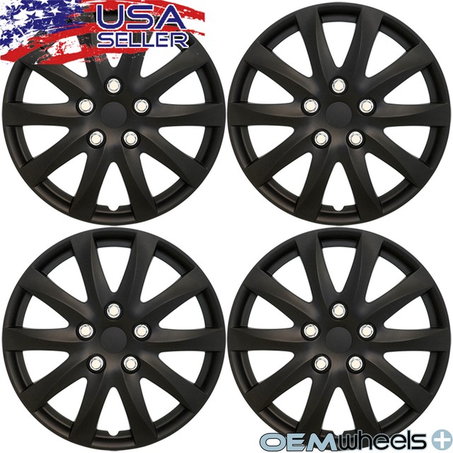 4 NEW OEM MATTE BLACK 16" HUB CAPS FITS HONDA SUV CAR JDM CENTER WHEEL