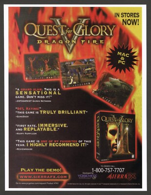 Quest for Glory V 5 Dragon Fire PC Game Big Box Promo Ad Wall Art Print Poster B