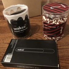 WASKE Hard Wax Beans and Reusable Melting Pot, Bundle Set CANDY CANE LANE NEW