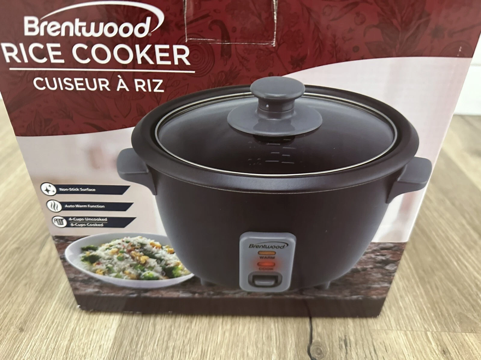 Brentwood TS-700BK 4-Cup Uncooked/8-Cup Cooked Rice Cooker