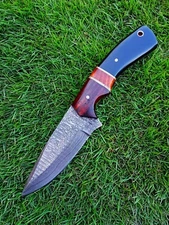 vintage handmade 9”fixed blade Bowie knife Damascus Knives Ideal Grip Handle