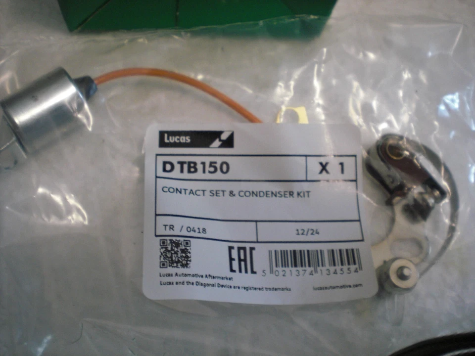 JUEGO DE PUNTOS Y CONDENSADOR LUCAS MG, TRUIMPH, JAGUAR, AUSTIN HEALEY MGA MGB LOTUS Foto 3 de 4