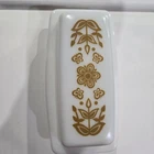 Vintage 1970s Pyrex 72-B Butterfly Gold Milk Glass Covered Butter Dish #27