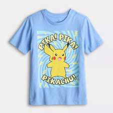 Pokemon Jumping Beans Pikachu Boys Shirt Anime Graphic Tee Cute Size 8 NWT