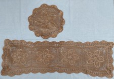 2 pcs - Variegated Brown Cotton Crochet Table Runner  Doily Rectangular  Roun