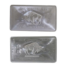1 OUNCE OZ 999 Fine SOLID TITANIUM Precious Metal Buffalo Bar INGOT Bullion OZT