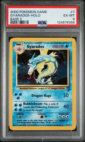 PSA 6 Gyarados 7/130 2000 Base Set 2 Holo Rare Pokemon Card