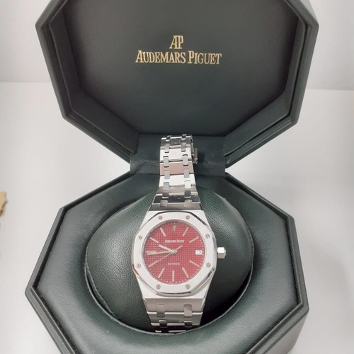 W/Box Audemars Piguet Royal Oak 36 mm Very Rare Red Dial Steel Watch 14790ST