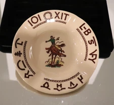 SCARCE WESTWARD HO RODEO PATTERN WALLACE CHINA ASH TRAY COWBOY & BUCKING BRONCO