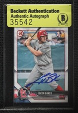 BAS 2018 Bowman Draft Luken Baker #BD-109 Beckett Auth Sticker Auto ur8
