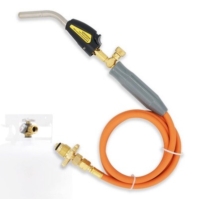 Propane Welding Torch With Stainless Steel Head – Self-Ignition, 60-Inch Hose, Type 1 OPD Valve, 1700°C For Brazing