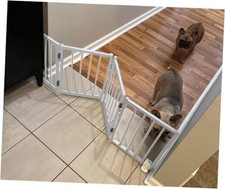 Free Standing Dog Gate, 16.5" High Short Pet Gate Up to 48" W, 16.5" H White