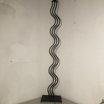 Vintage Postmodern Wavy Memphis Design Style Squiggle Floor Lamp Black 63 