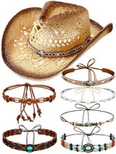 Interchangeable Cowgirl Hat with 6 Vintage Bands - Stylish for Outdoor Events