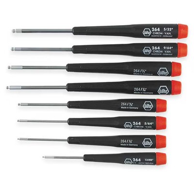 Wiha Prec. Screwdriver Set,Ball Hex,SAE,8pcs. 26490 Wiha 26490 084705264905