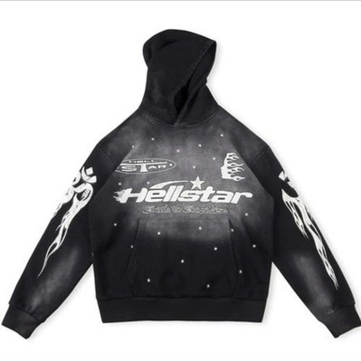 Hellstar Racing Black Brainwashed Hoodie Flame Graphic - Authentic Size Small S