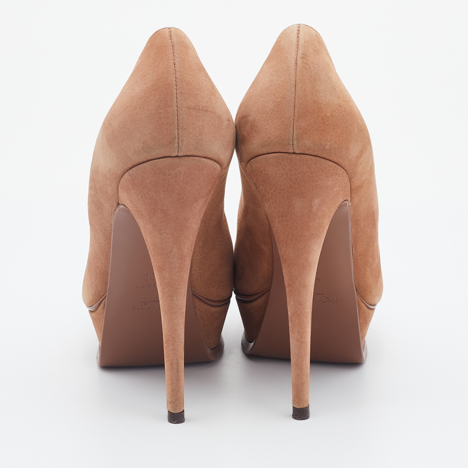 Décolleté tribtoo Yves Saint Laurent marroni in pelle nabuk taglia 38