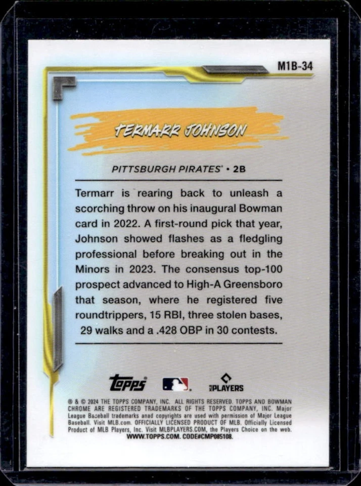 2024 Bowman Chrome Termarr Johnson My 1st #M1B-34 Pirates - Image 2 of 2