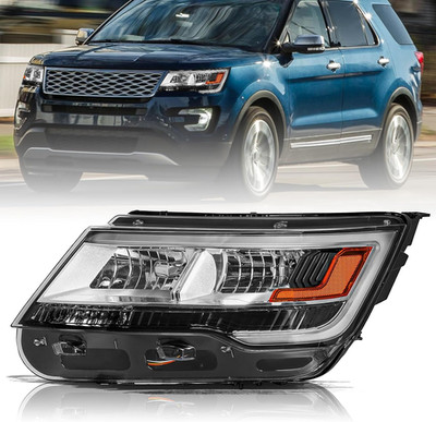 Headlight Assembly with DRL Compatible with 2016-2019 Ford Explorer Limited Plat