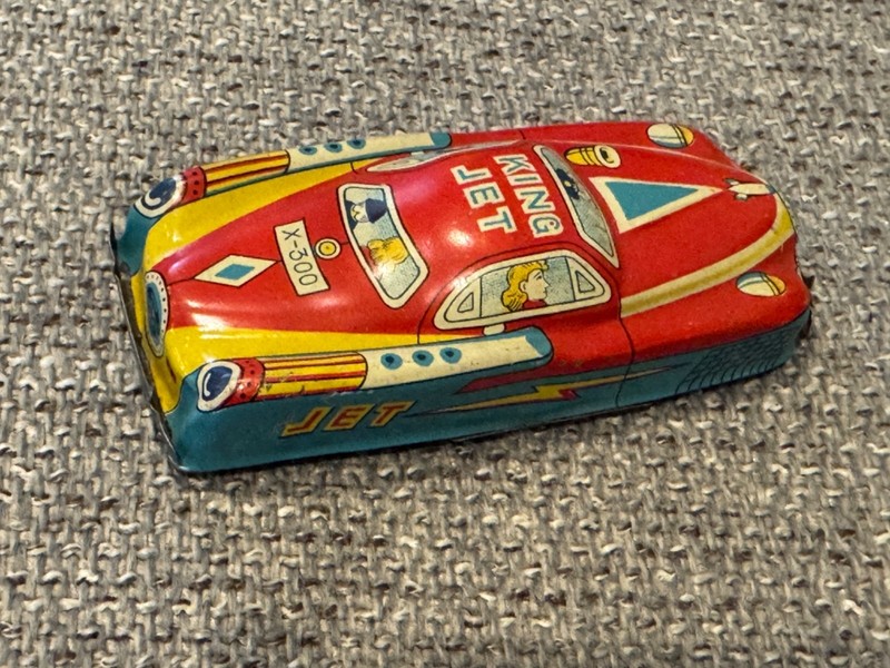 1950’S Japanese “KING JET” X-300 Tin Plate Toy Car Japan