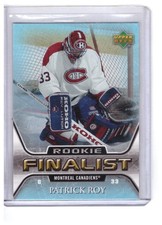 Patrick Roy 05-06 Upper Deck NHL Finalist Rookie All-Time Greatest Card #77. rookie card picture