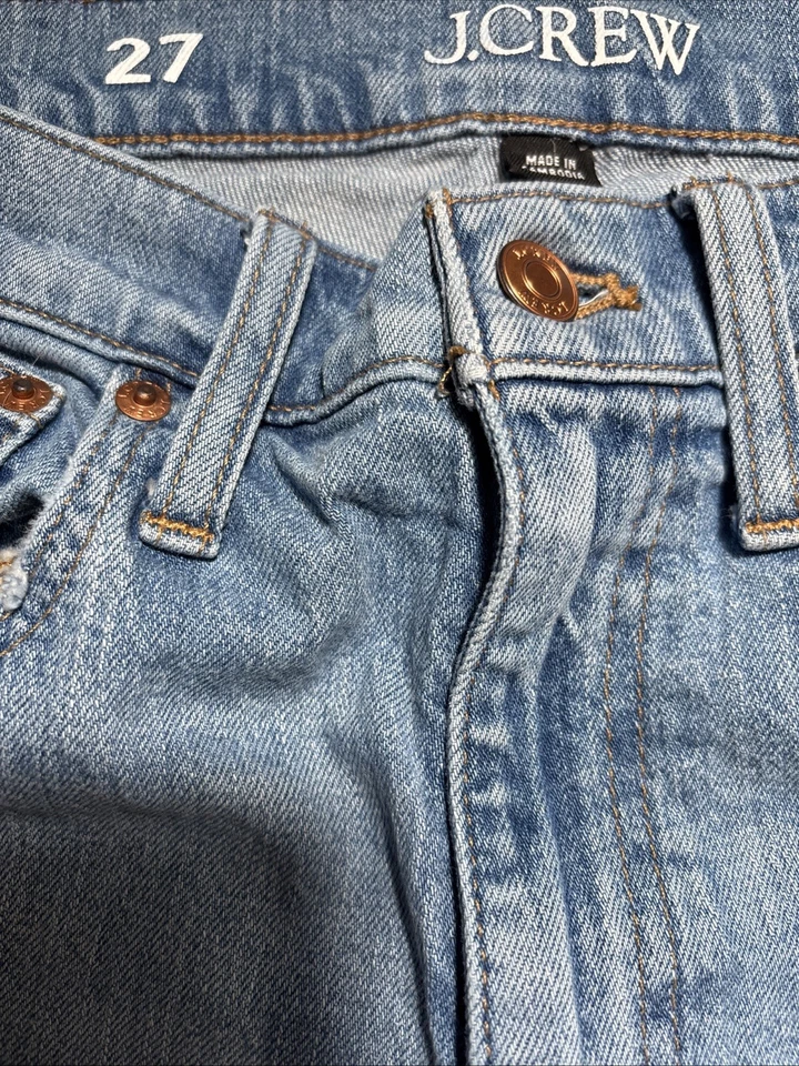 J. Jeans Crew Slim Boyfriend 27 bainha cropped cru elástico lavagem leve mistura de algodão - Imagem 4 de 4