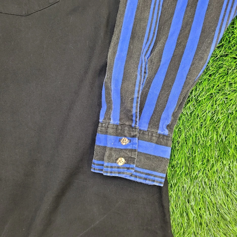 Vintage 90s Western Rodeo Button Shirt XL 24x31 Black Blue - Image 3 of 4