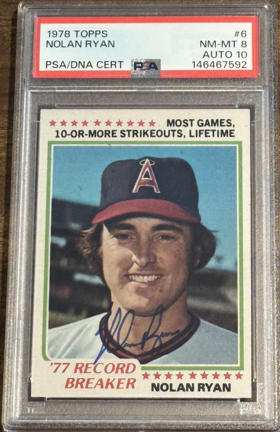 1978 TOPPS #6 NOLAN RYAN PSA 8 AUTO 10 ONLY 1 GRADED HIGHER view 1
