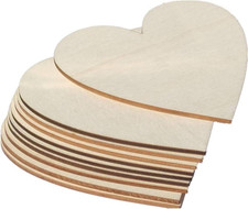 6 inch Wood Hearts, Natural Unfinished Wood Heart Cutout Shape 10 Pieces 