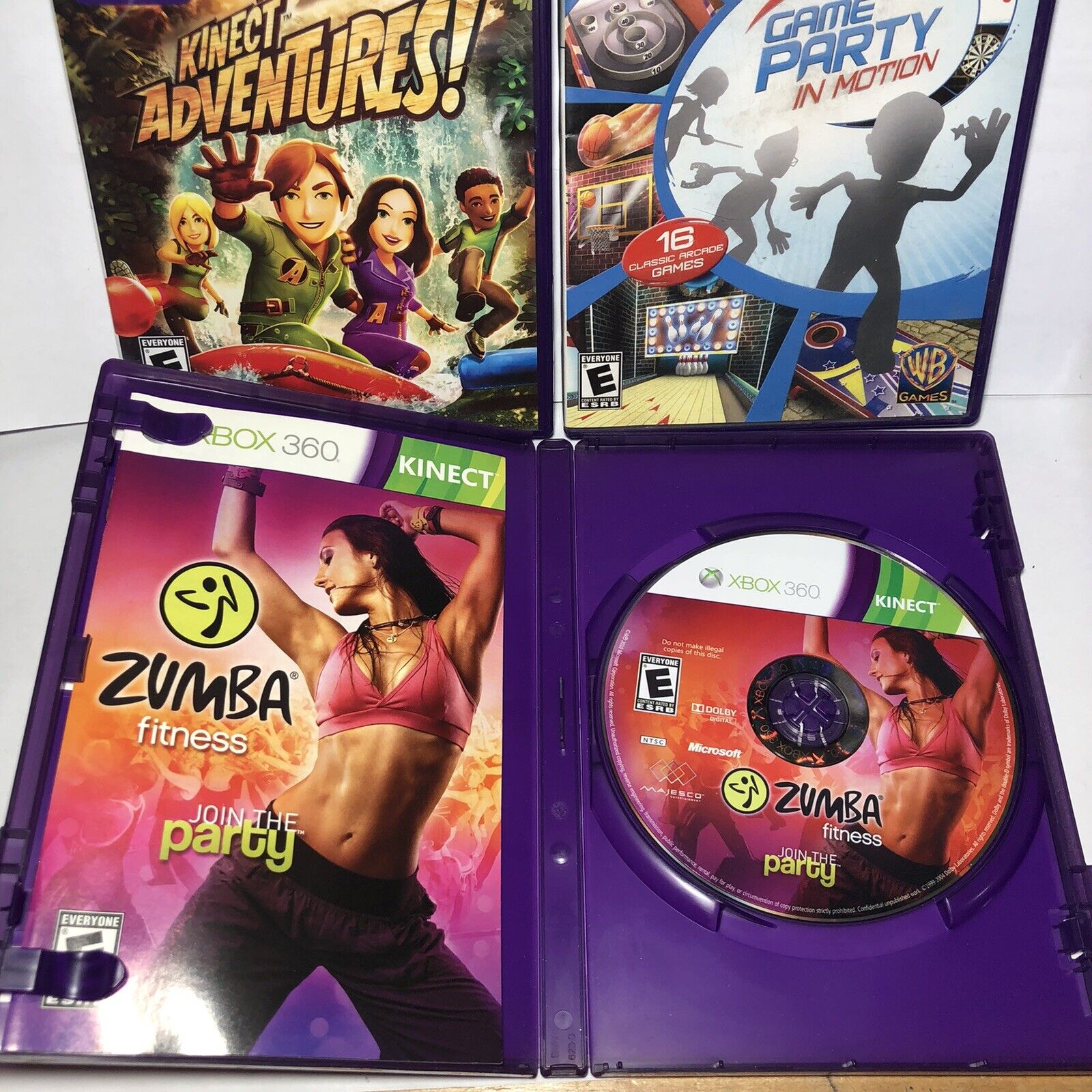 ZUMBA FITNESS CORE Party Your Abs Off + Kinect Adventures XBOX 360 GAMES  NEW 