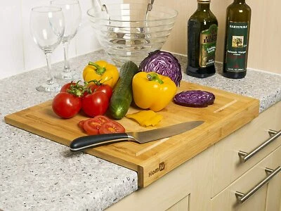 HOMIU Counter Edge Chopping Board Organic Bamboo Kitchen Food Cutting Serving Boards