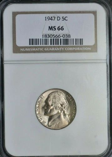 1947 D - JEFFERSON NICKEL - NGC MS66 - GEM UNCIRCULATED