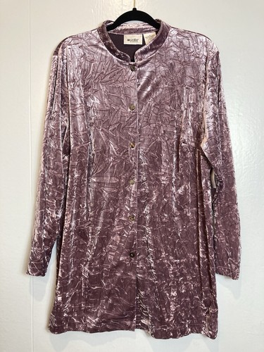 Units Tunic Top Jacket Womens Plus Size 1X Purple Crushed Velvet Artsy Luxe NWT