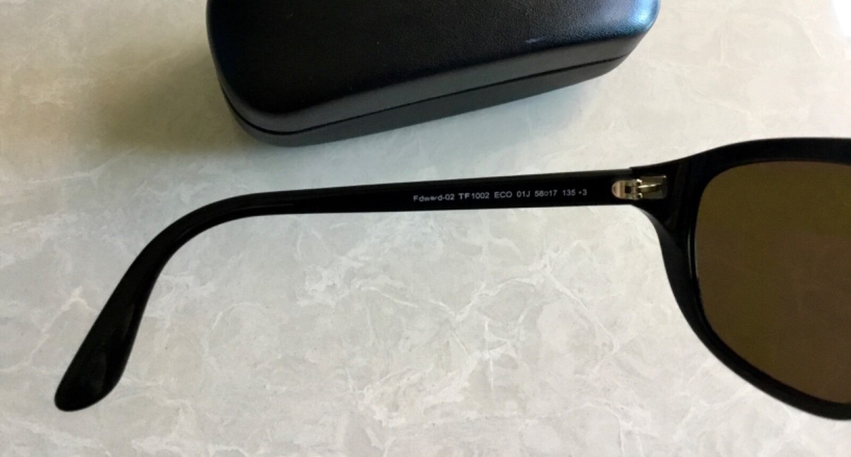 $485 Authentic Tom Ford FT1002-01J Oversized shiny Black 