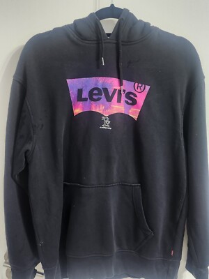 Levis Relax Fit Washed Black Hoodie Pullover Größe S