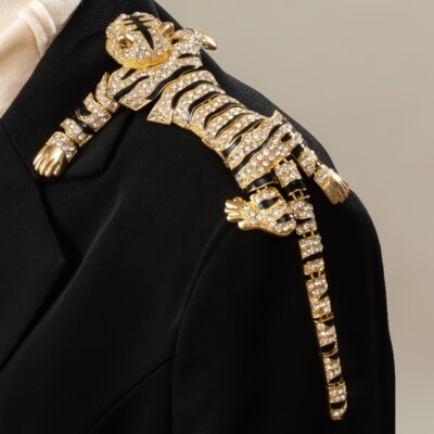 #ad men#x27;s hot selling tiger brooch alloy rhinestone animal pin suit coat accessories $12.21