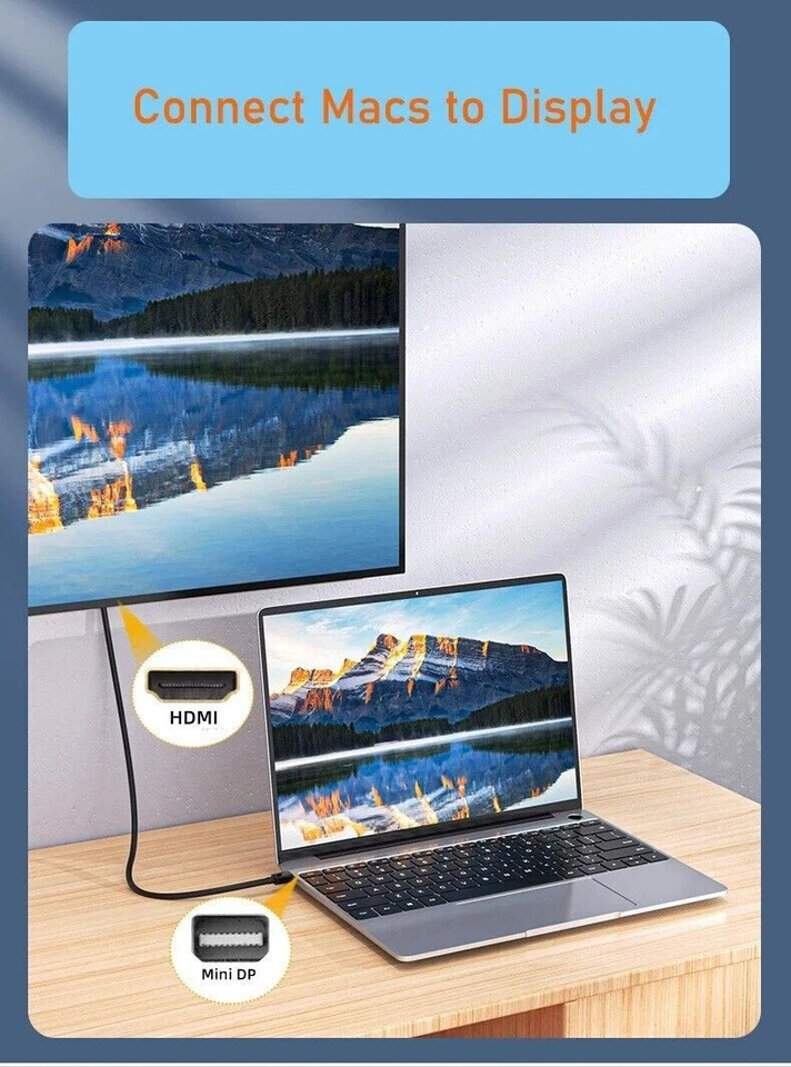 Mini DisplayPort zu HDMI, Mini DP zu HDMI, 1m Adapterkabel für Apple Mac, PC - Bild 4 von 4