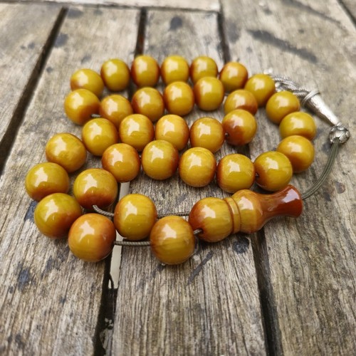 Vintage Gebet Bakelit Tasbih Perlen Altdeutsch Bernstein Islamisch Misbaha Rosenkranz 85g - Bild 11 von 11