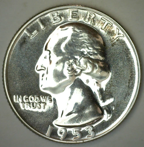 1953 Silver Proof Washington Quarter 25c US Coin Uncirculated Philadelphia Mint