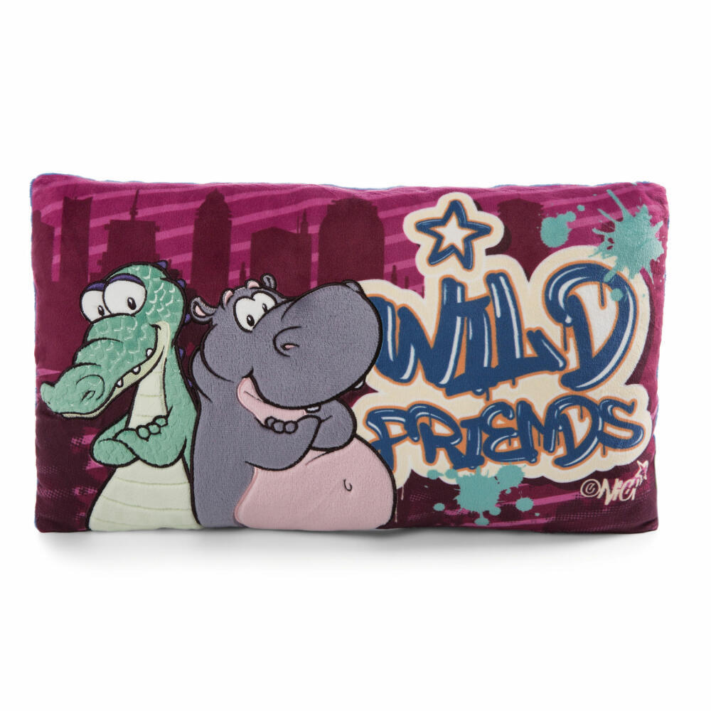 Nici Green Wild Friends Kissen Krokodil & Nilpferd Rechteckig
