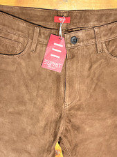 NEU ESPRIT Damen Lederjeans Lederhose Gr. 34 Inch braun Ziegenleder NP EUR 399,-