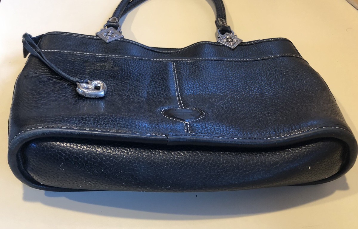 Brighton Black Croc Leather Shoulder Bag #542448 With Woven