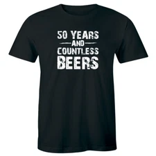 50 Years and Countless Beers Funny Men's T-Shirt Birthday Tee Gift For Him