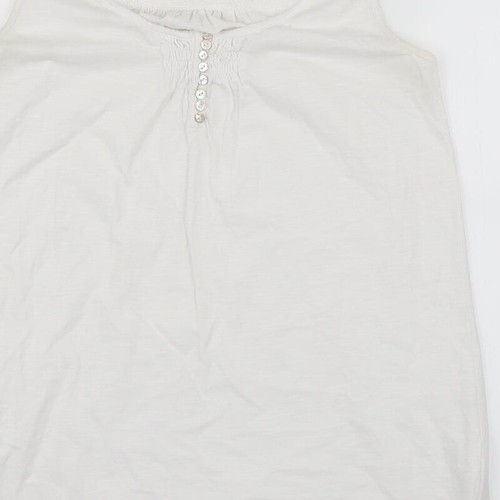Lazy Jacks Womens White 100% Cotton Basic Tank Size 12 Crew Neck - Picture 11 of 12