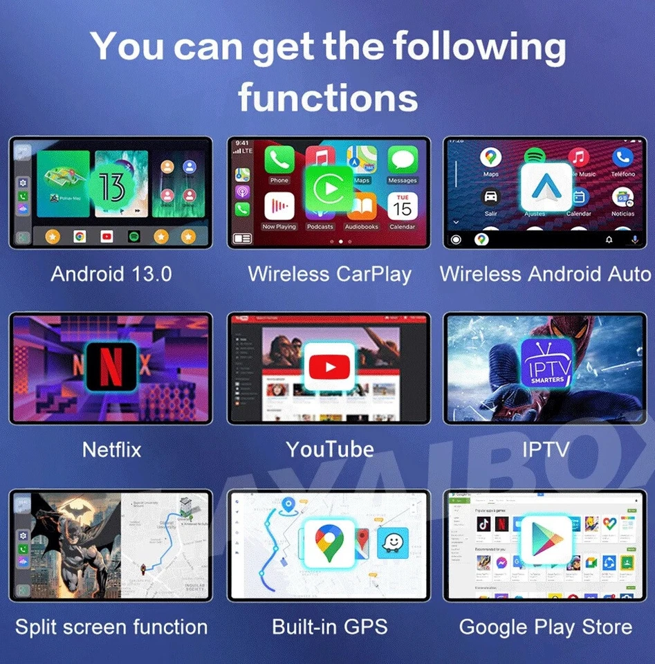 AI BOX UX999 ULTRA CARPLAY ANDROID13 8GB RAM-128GB  AUTORADIO TOUCH ANDROID AUTO - Immagine 3 di 4