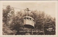 1938 RPPC Postcard Cannon Mt., New Hampshire Aerial Tramway Skiers UNP  5003.9