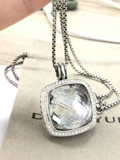 DAVID YURMAN Albion Sterling Silver With White Topaz Diamond 20mm Necklace