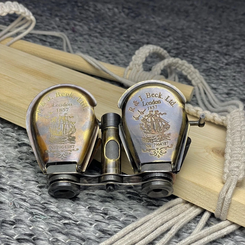 Brass Binocular With Leather Case | R&J Beck Marine London Folding Nautical - Image 3 of 4