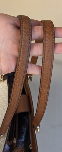 MICHAEL KORS Chain LRG Sophia Tote Shoulder Bag Purse VANILLA SIGNATURE PVC/Lthr - Picture 12 of 17